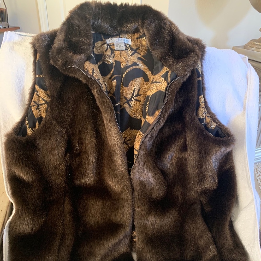Silk Assets brown faux fur vest